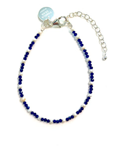 Blue Bracelet with Lapis Lazuli and Pearls