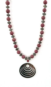 Australian Handmade Pink Necklace with Rhodonite Labradorite Mother of Pearl and Sterling Silver