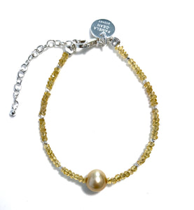 Yellow Bracelet with Yellow Sapphire Yellow Pearl and Sterling Silver