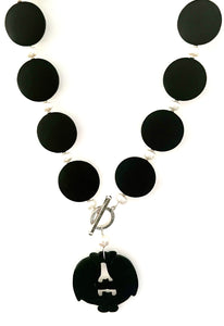 Australian Handmade Black Necklace with Matt Black Jade Pearls and Sterling Silver