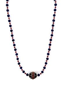 Australian Handmade Blue Necklace with Lapis Lazuli Coral Nepalese Bead and Sterling Silver