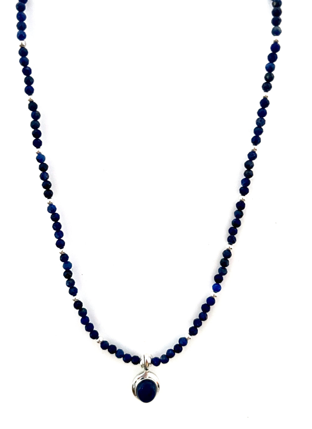 Australian Handmade Blue Necklace with Lapis Lazuli Beads and Lapis Lazuli Pendant Set in Sterling Silver