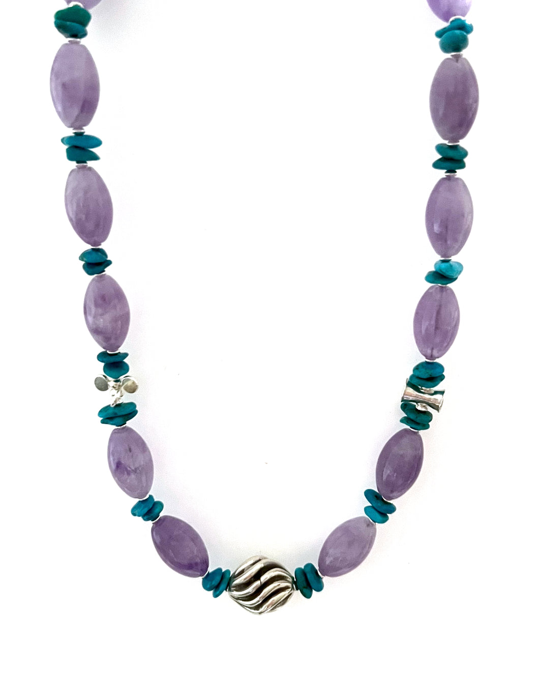 Australian Handmade Purple Necklace with Lavender Amethyst Turquoise and Sterling Silver