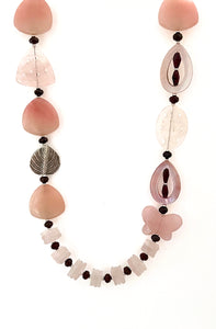 Australian Handmade Pink Necklace with Rose Quartz Aragonite Garnet Mother of Pearl and Sterling Silver