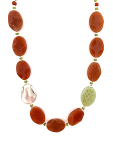 Australian Handmade Orange Necklace with Carnelian Jade and Sterling Silver