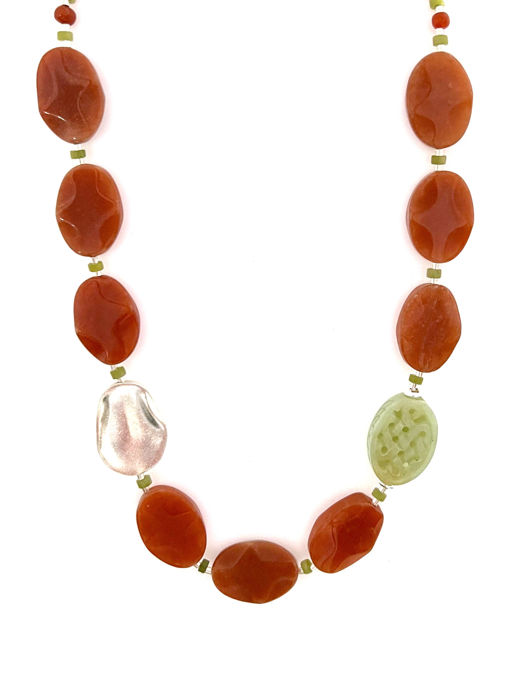 Australian Handmade Orange Necklace with Carnelian Jade and Sterling Silver