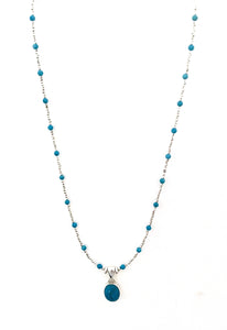 Australian Handmade Turquoise Necklace with Turquoise Pendant set in Sterling Silver