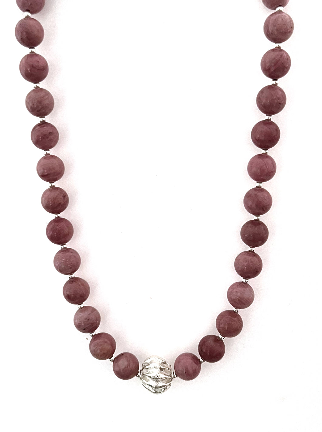 Australian Handmade Pink Necklace with Rhodonite and Sterling Silver Centrepiece