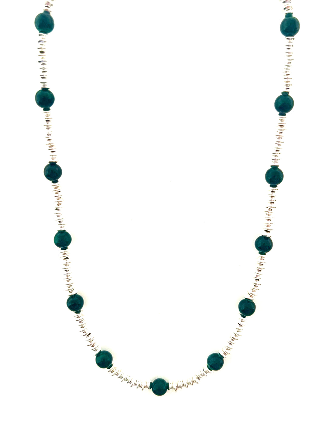 Australian Handmade Green Necklace with Malachite Beads and Sterling Silver