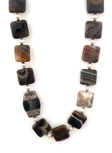 Australian Handmade Brown Necklace with Agate and Sterling Silver