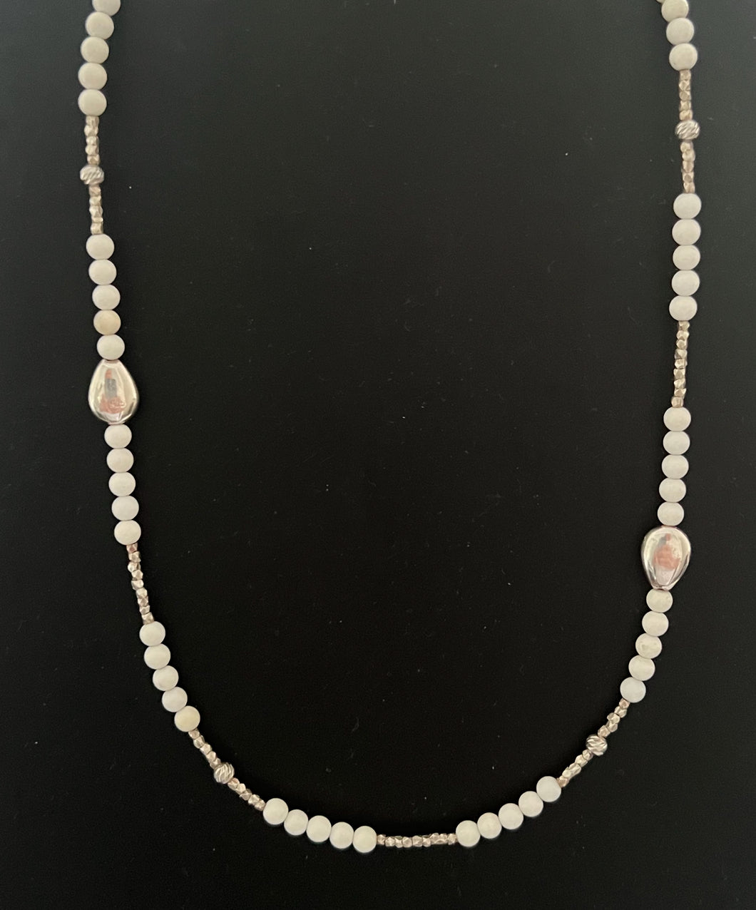 Australian Handmade White Necklace with White Jasper and Sterling Silver