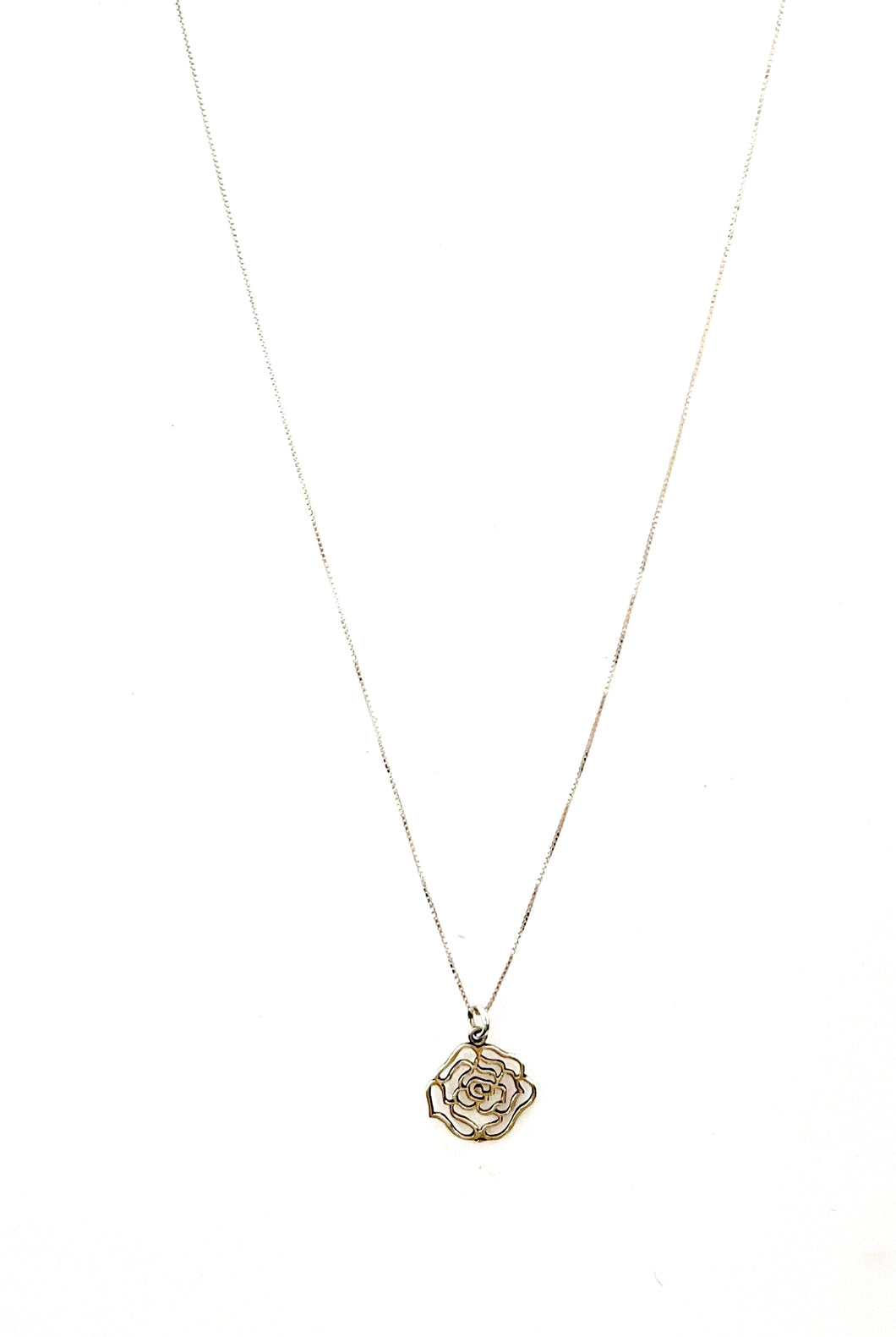 Sterling Silver Chain Necklace with Flower Charm