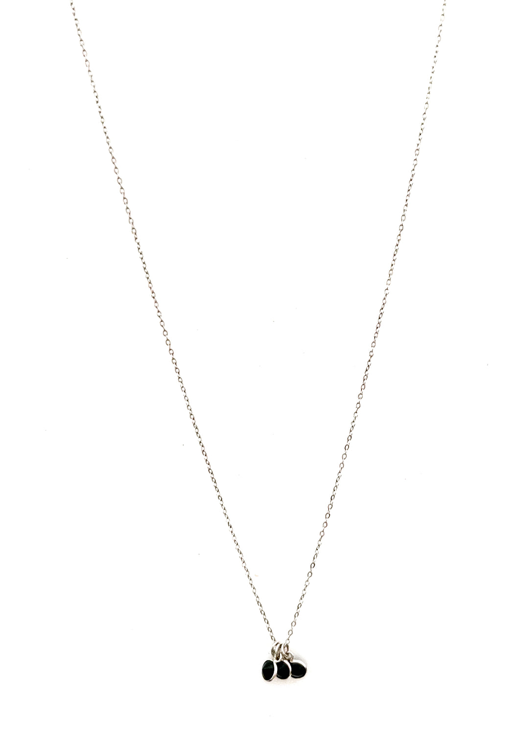 Sterling Silver Necklace with Three Black Cubic Zirconia Disks