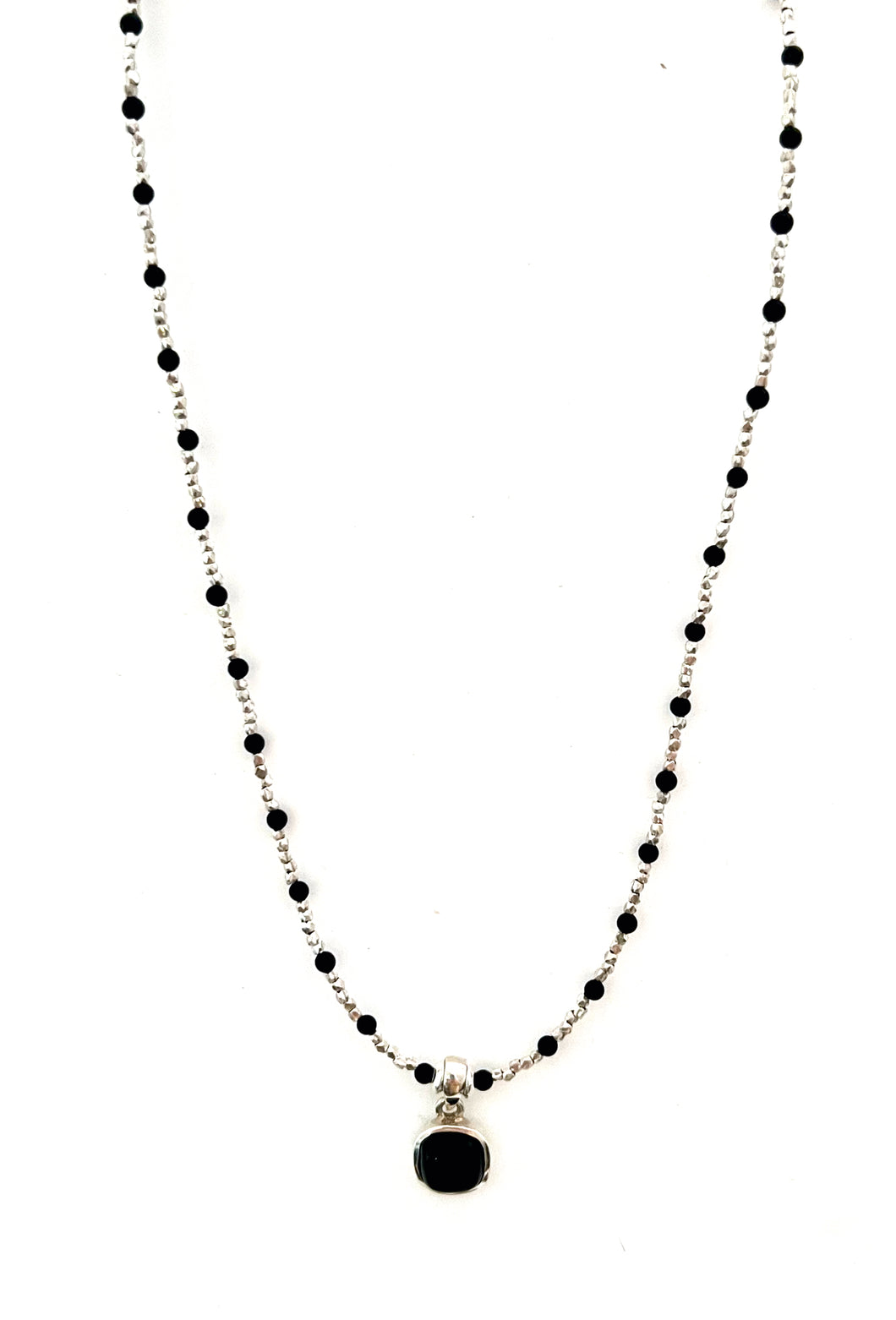 Australian Handmade Black Necklace with Onyx Beads and Onyx Pendant