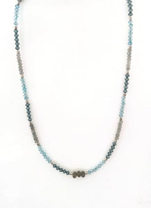 Australian Handmade Turquoise Colour Necklace with Blue Topaz Labradorite Swarovski Crystal and Sterling Silver