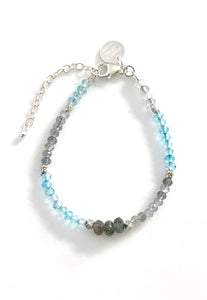 Australian Handmade Turquoise Colour Necklace with Blue Topaz Labradorite Swarovski Crystal and Sterling Silver