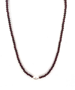 Australian Handmade Red Necklace with Facetted Garnet Pearl and Sterling Silver