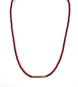 Australian Handmade Red Necklace with Facetted Coral and Sterling Silver