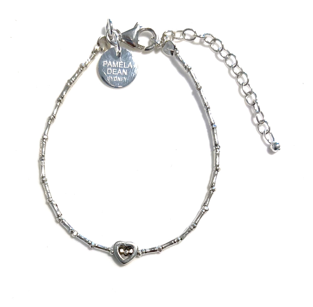 Sterling Silver Bracelet with Sterling Silver Heart