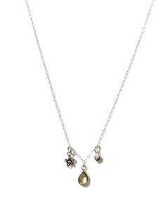 Sterling Silver Necklace with Citrine and Sterling Silver Charms