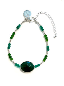 Green Bracelet with Green Onyx Chrome Diopside and Sterling Silver