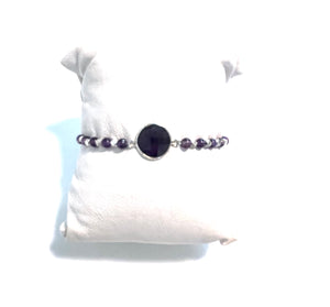 Purple Bracelet with Amethyst and Amethyst Centrepiece set in Silver
