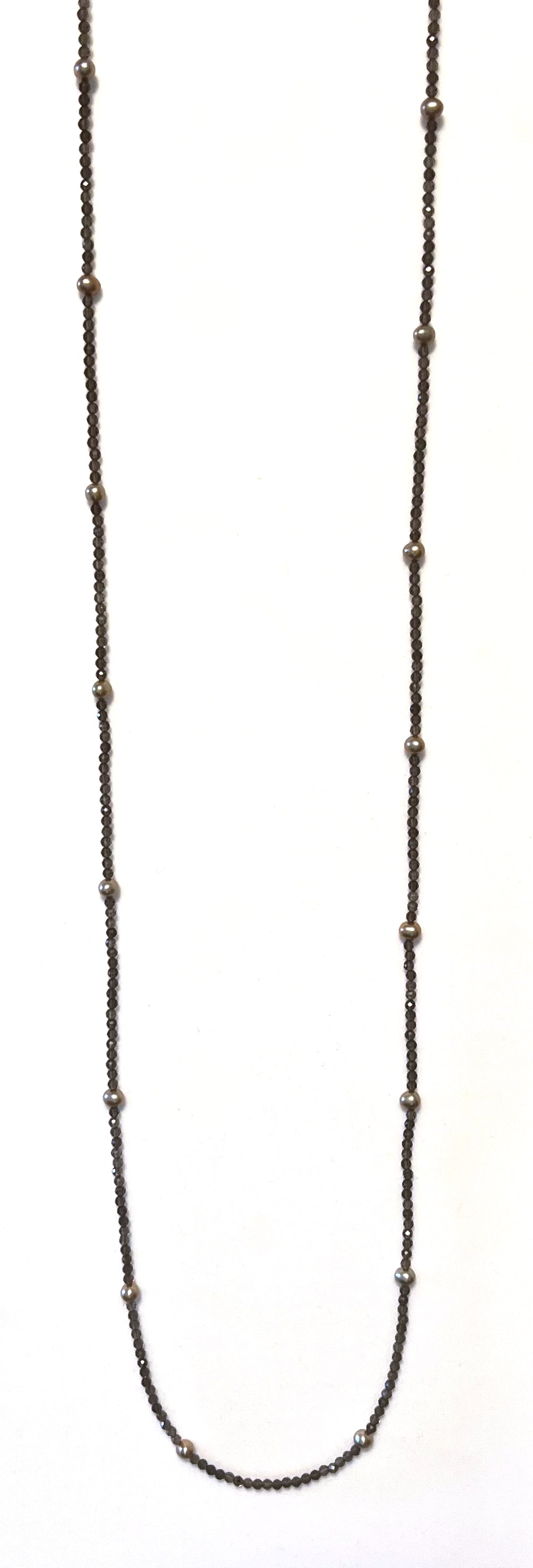 Australian Handmade Brown Necklace with Facetted Smoky Quartz and Champagne Colour Pearls
