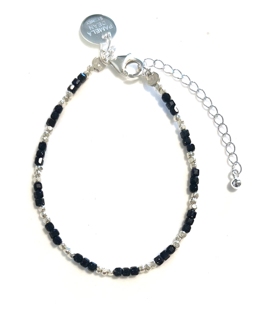 Blue Bracelet with Blue Goldstone  and Sterling Silver