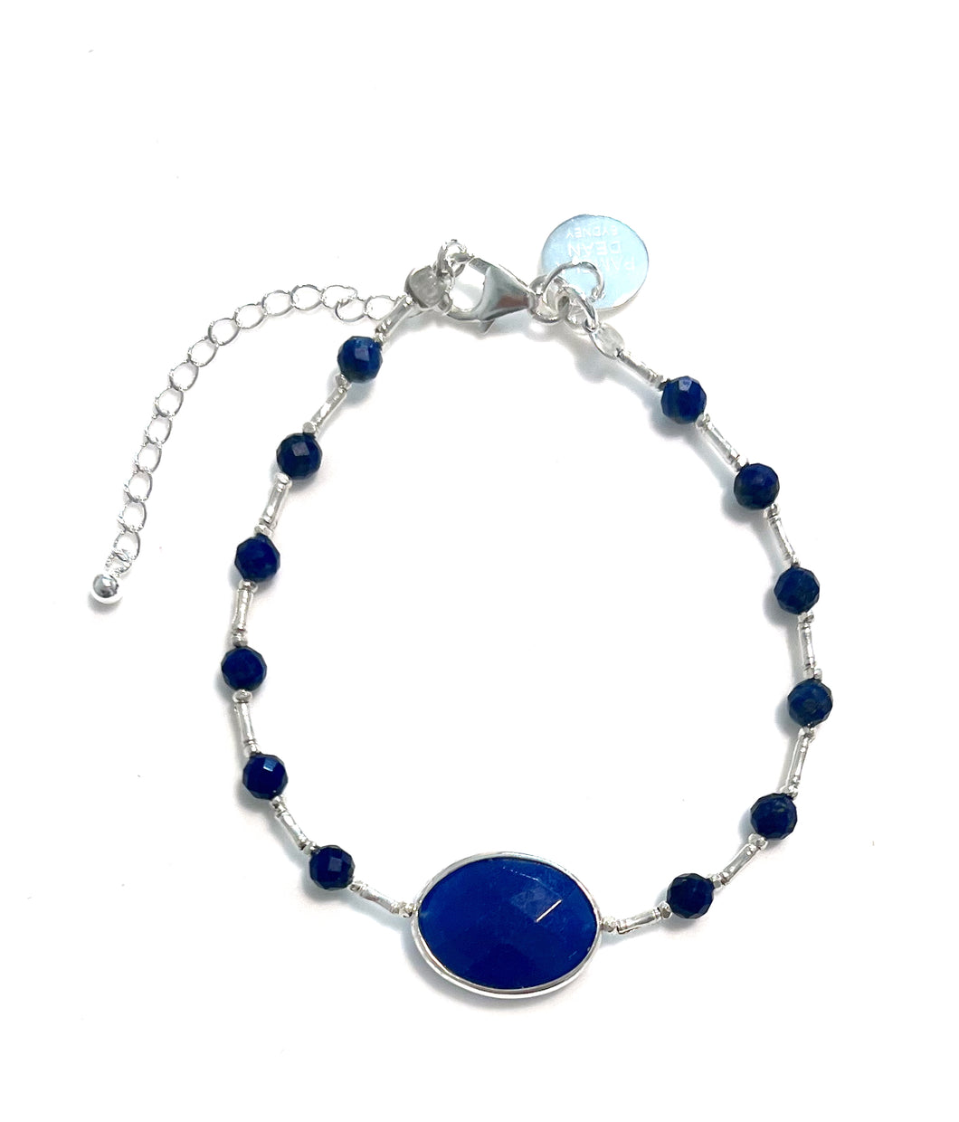 Blue Bracelet with Facetted Agate Facetted Lapis and Sterling Silver