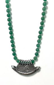 Australian Handmade Green Necklace with Green Aventurine and Ornate Sterling Silver Pendant