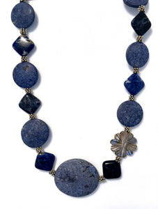 Australian Handmade Blue Necklace with Matt Dumortierite Sodalite and Sterling Silver