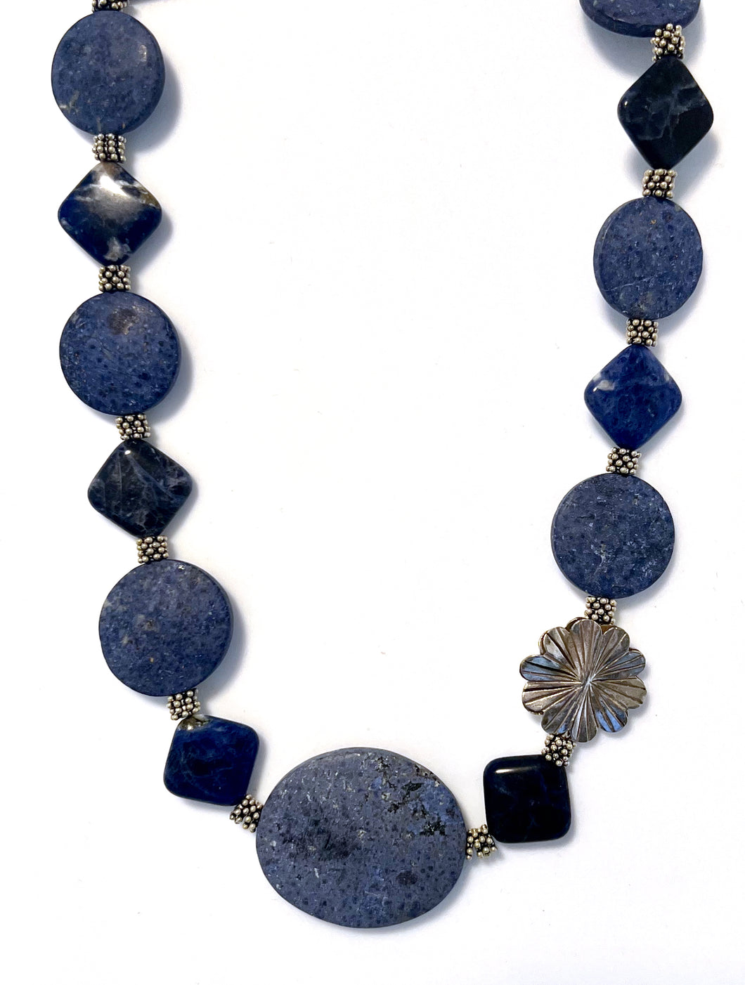 Australian Handmade Blue Necklace with Matt Dumortierite Sodalite and Sterling Silver