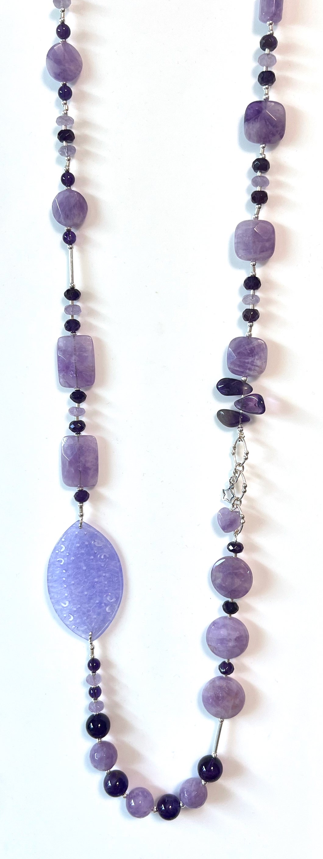 Australian Handmade Purple Necklace with Light and Dark Amethyst Purple Jade and Sterling Silver