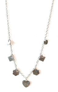 Sterling Silver Necklace with Various Brushed Silver Charms