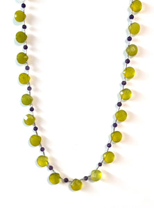 Australian Handmade Green Necklace with Korean Jade Amethyst and Sterling Silver