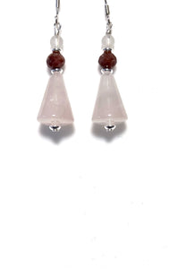 Pink Earrings with Rose Quartz Rhodonite and Sterling Silver