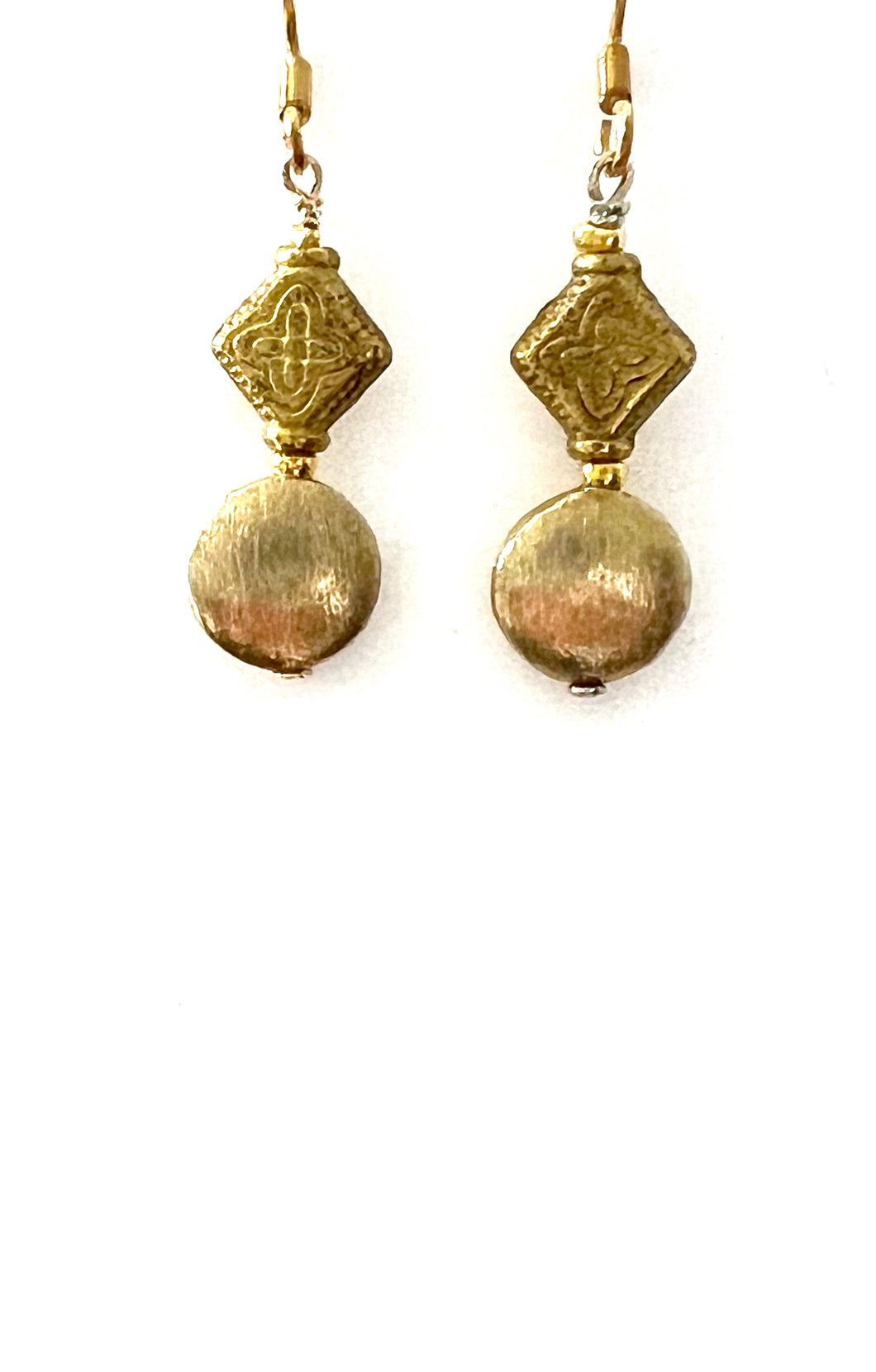 Gold Plated Sterling Silver Earrings with Brass