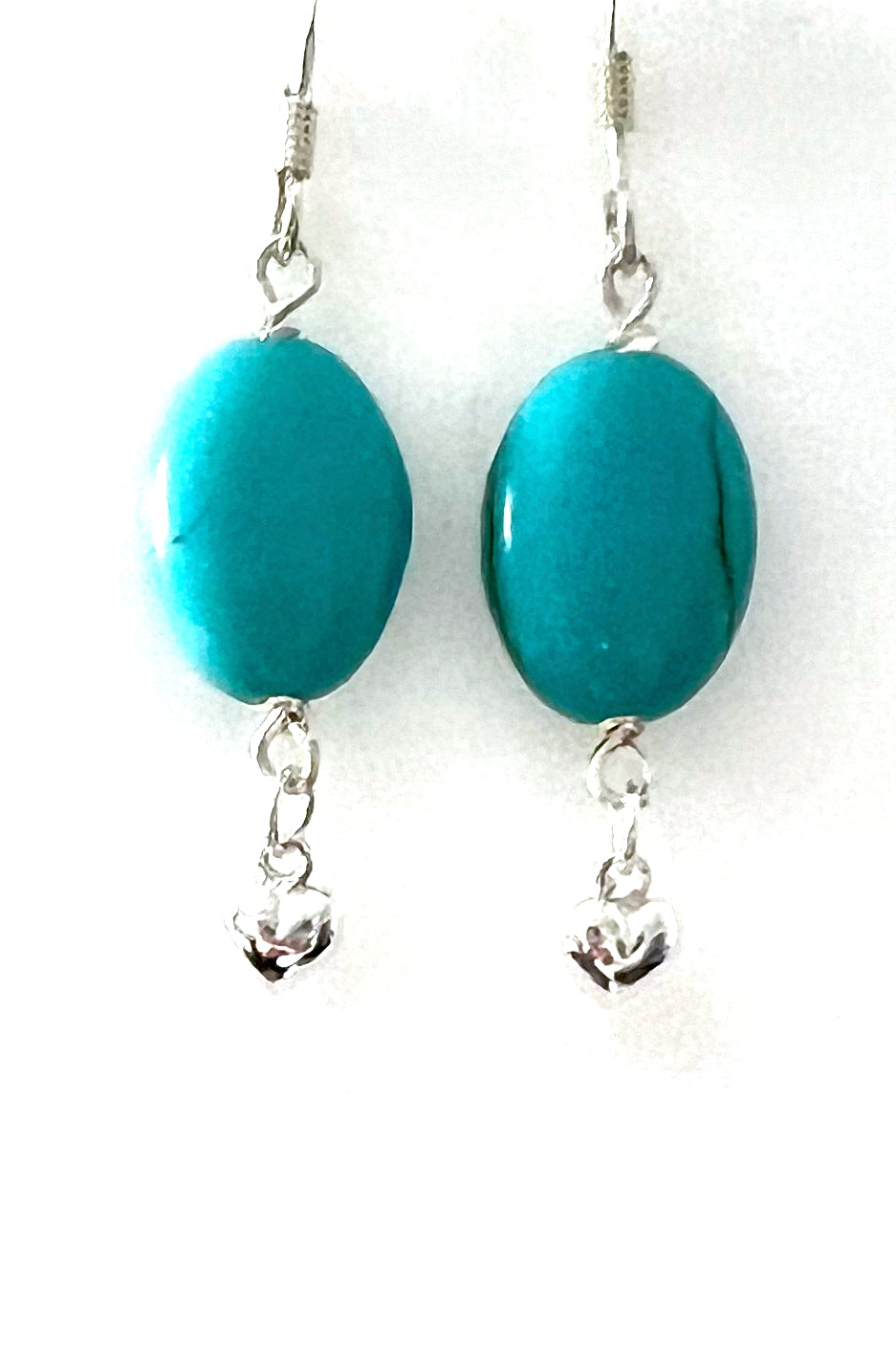 Turquoise Colour Earrings with Howlite and Sterling Silver Heart