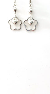 Sterling Silver Earrings with Flower and Heart