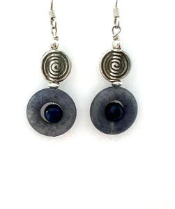 Blue Earrings with Iolite Lapis Lazuli and Sterling Silver