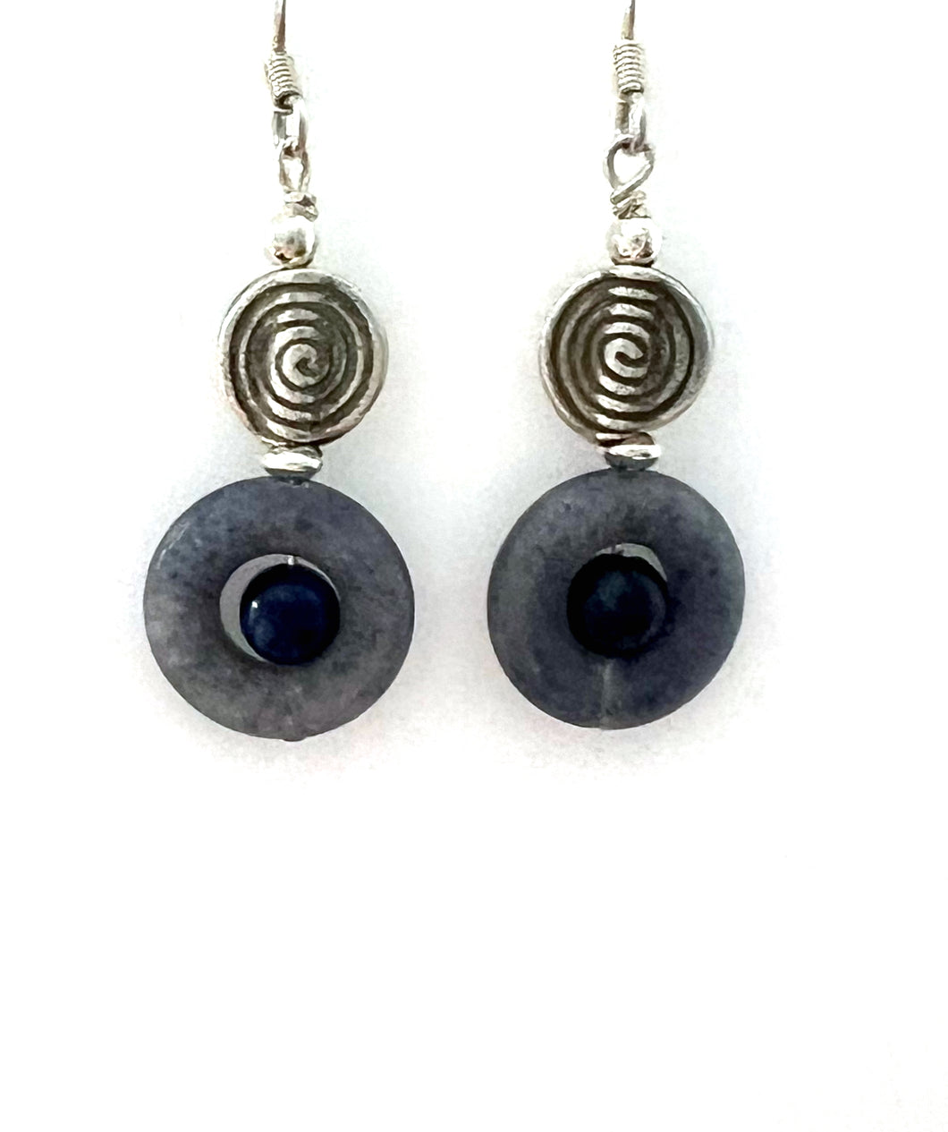 Blue Earrings with Iolite Lapis Lazuli and Sterling Silver