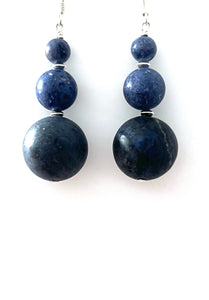 Blue Earrings with Matt Dumortierite and Sterling Silver