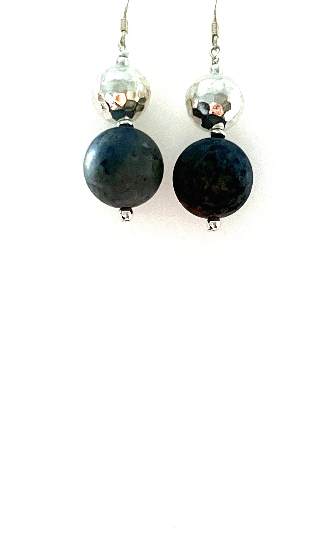 Blue Earrings with Matt Dumortierite and Sterling Silver
