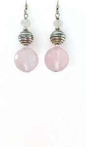 Pink Earrings with Rose Quartz and Sterling Silver