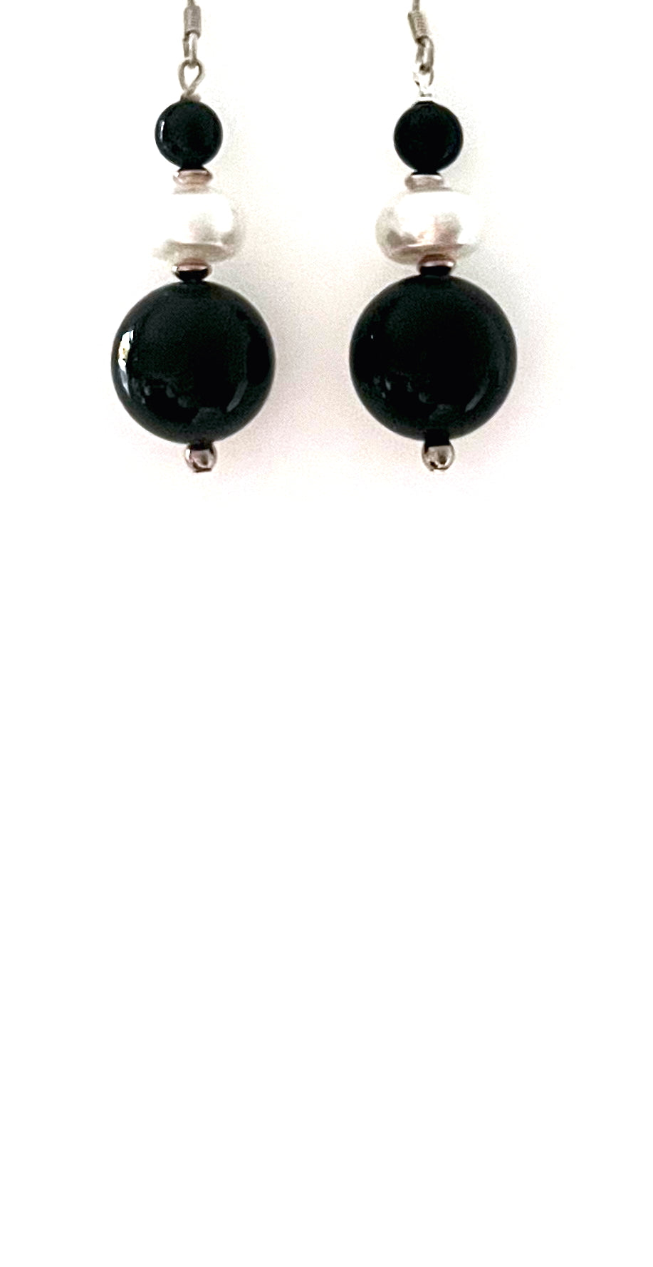 Black Earrings with Onyx Pearls and Sterling Silver