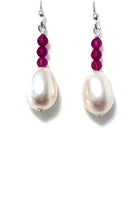 Load image into Gallery viewer, Australian Handmade Pink Necklace with Ruby and Teardrop White Pearls
