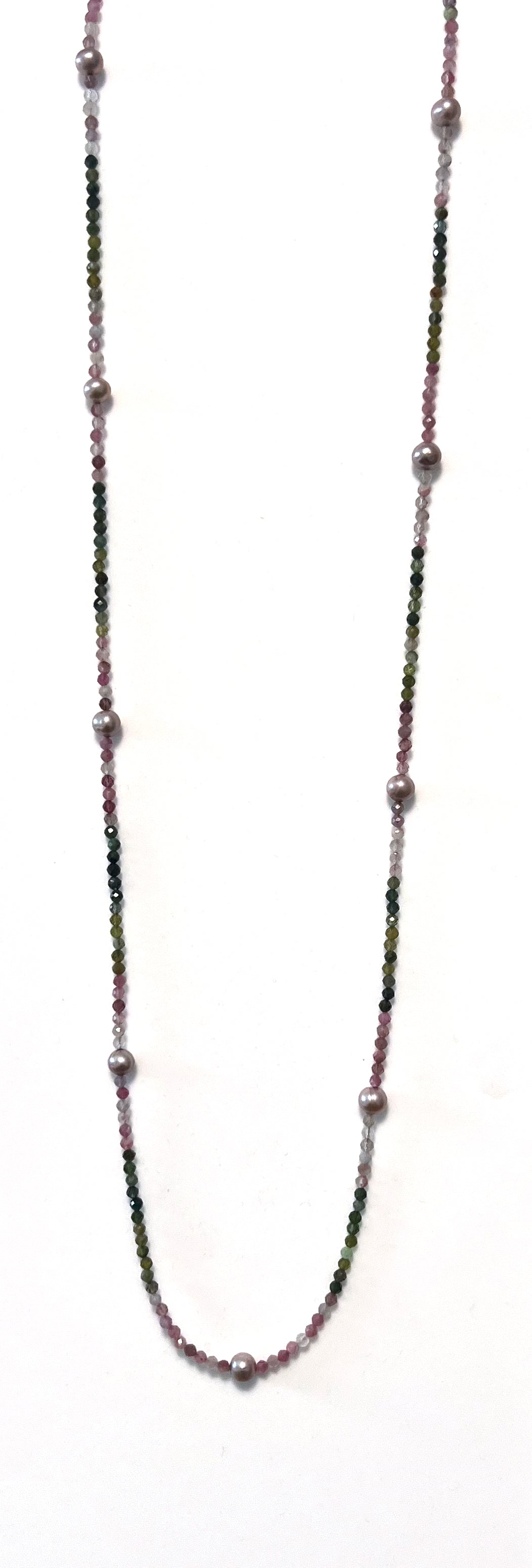 Australian Handmade Pink Necklace with Tourmaline and Natural Colour Pink Pearls