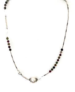 Australian Handmade Sterling Silver Necklace with Tourmaline Pearl and Sterling Silver