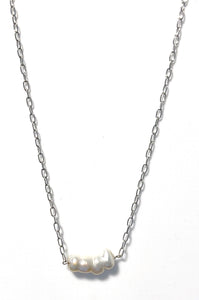 Sterling Silver Necklace with Unusual Shape Pearl