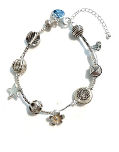 Sterling Silver Bracelet with Sterling Silver Charms